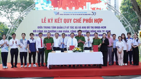 LỄ KÝ KẾT QUY CHẾ PHỐI HỢP ĐẢM BẢO AN NINH TRẬT TỰ GIAI ĐOẠN 2025 – 2030 TRONG KHU ĐẠI HỌC QUỐC GIA TP HCM